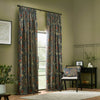 Floral Blue Curtains - Seaweed Printed Velvet Pencil Pleat Curtains Indigo Morris & Co