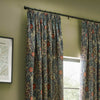 Floral Blue Curtains - Seaweed Printed Velvet Pencil Pleat Curtains Indigo Morris & Co