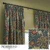 Floral Blue Curtains - Seaweed Printed Velvet Room Darkening Pencil Pleat Curtains Indigo Morris & Co