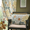 Floral Beige Curtains - Seaweed Printed Velvet Pencil Pleat Curtains Stone/Sunflower Morris & Co