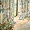 Floral Beige Curtains - Seaweed Printed Velvet Pencil Pleat Curtains Stone/Sunflower Morris & Co