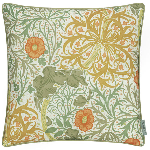 Floral Green Cushions - Seaweed Printed Piped Polyester Filled Cushion Stone/Sunflower Morris & Co