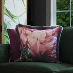 Floral Pink Cushions - Sennen Fringed Cushion Cover Fuchsia Marie Burke