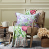 Floral Blue Cushions - Seraphina Printed Ruche Fringe Feather Filled Cushion Duck Egg Voyage Maison