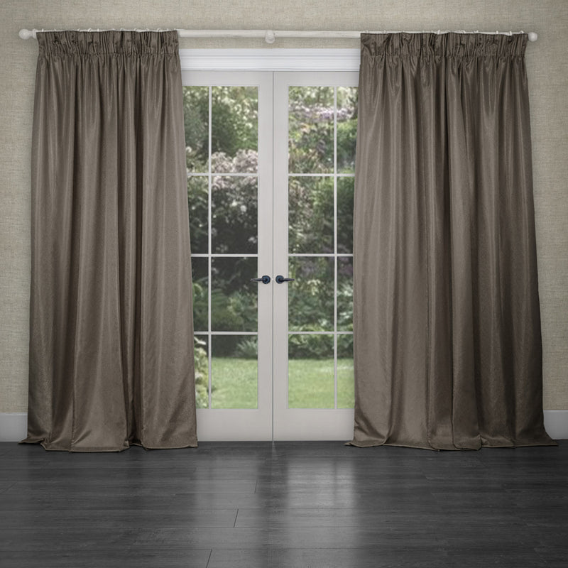 Voyage Maison Sereno Woven Pencil Pleat Curtains in Mink