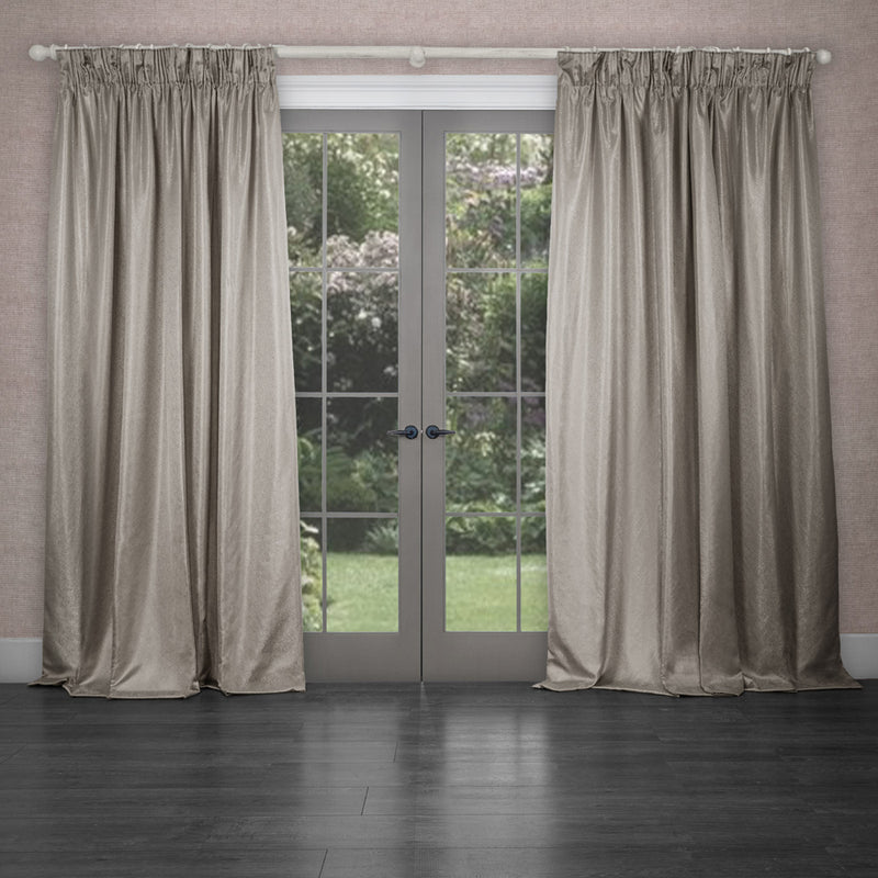 Voyage Maison Sereno Woven Pencil Pleat Curtains in Stone