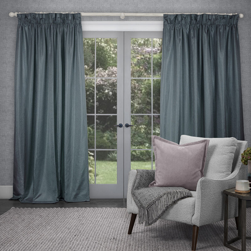 Voyage Maison Sereno Woven Pencil Pleat Curtains in Teal