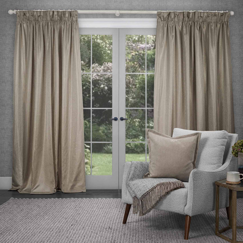 Plain Grey Curtains - Sereno Woven Pencil Pleat Curtains Truffle Voyage Maison