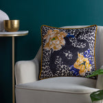 furn. Serpentine Animal Print Cushion Cover in Ochre/Blue