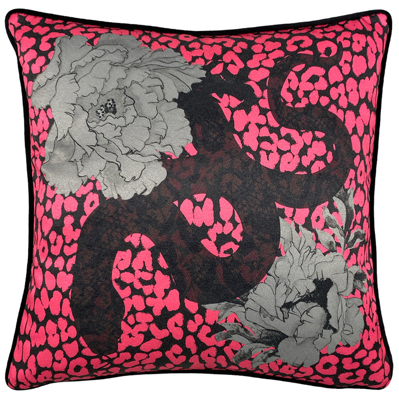 furn. Serpentine Animal Print Cushion Cover in Pink/Charcoal