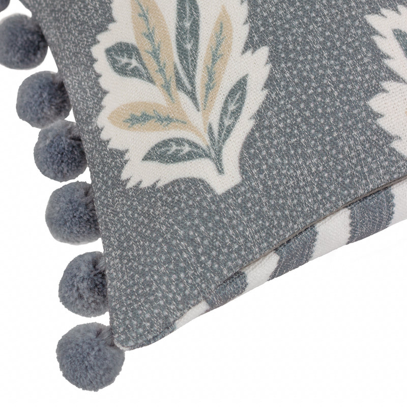 Woodland Blue Cushions - Sessile Leaf Printed Cushion Cover Delph Blue Sanderson