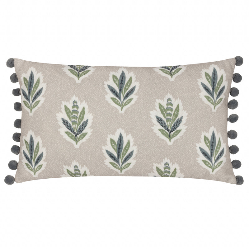 Woodland Beige Cushions - Sessile Leaf Printed Cushion Cover Flax Sanderson