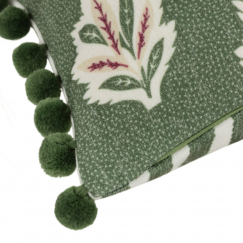 Woodland Green Cushions - Sessile Leaf Printed Cushion Cover Leaf Green Sanderson