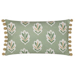 Woodland Green Cushions - Sessile Leaf Printed Cushion Cover Sage Sanderson