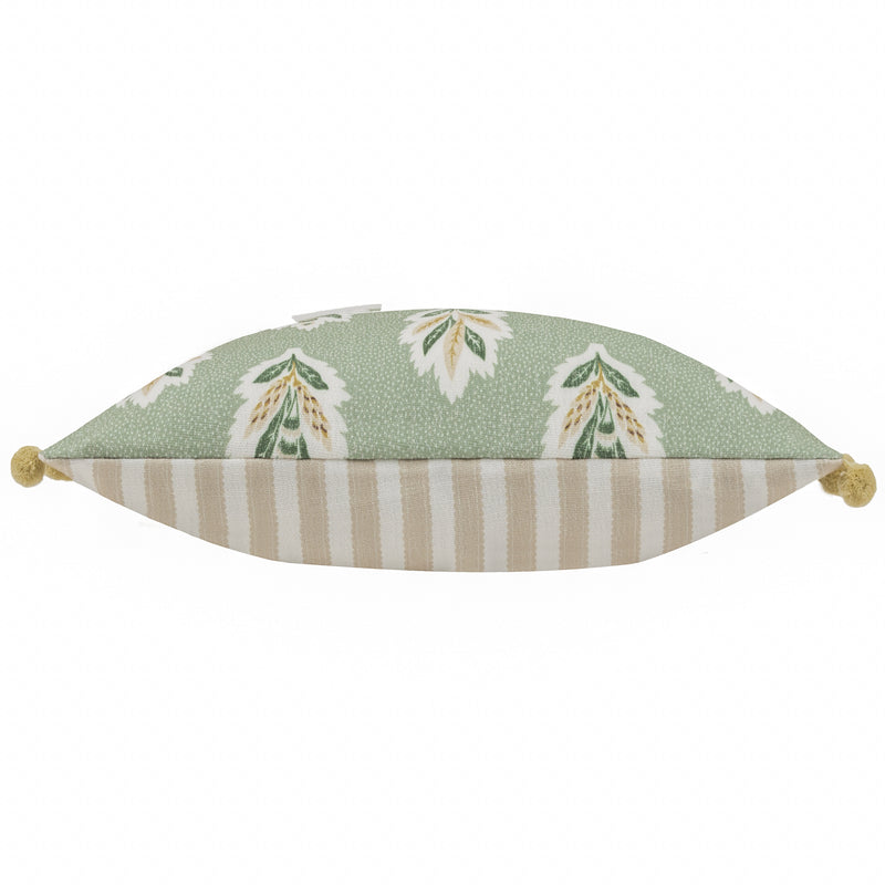 Woodland Green Cushions - Sessile Leaf Printed Cushion Cover Sage Sanderson