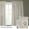 Floral Beige Curtains - Sessile Leaf Motif Pencil Pleat Curtains Flax Sanderson