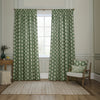 Floral Green Curtains - Sessile Leaf Motif Pencil Pleat Curtains Leaf Sanderson