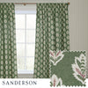 Floral Green Curtains - Sessile Leaf Printed Room Darkening Pencil Pleat Curtains Leaf Sanderson