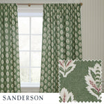 Floral Green Curtains - Sessile Leaf Printed Room Darkening Pencil Pleat Curtains Leaf Sanderson