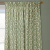 Floral Green Curtains - Sessile Leaf Motif Pencil Pleat Curtains Sage Sanderson