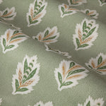 Floral Green Curtains - Sessile Leaf Motif Pencil Pleat Curtains Sage Sanderson