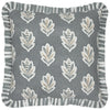 Floral Blue Cushions - Sessile Leaf Ruffle Cushion Cover Delph Blue Sanderson