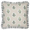 Floral Beige Cushions - Sessile Leaf Ruffle Cushion Cover Flax Sanderson