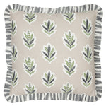 Floral Beige Cushions - Sessile Leaf Ruffle Cushion Cover Flax Sanderson