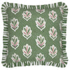 Floral Green Cushions - Sessile Leaf Ruffle Cushion Cover Leaf Green Sanderson