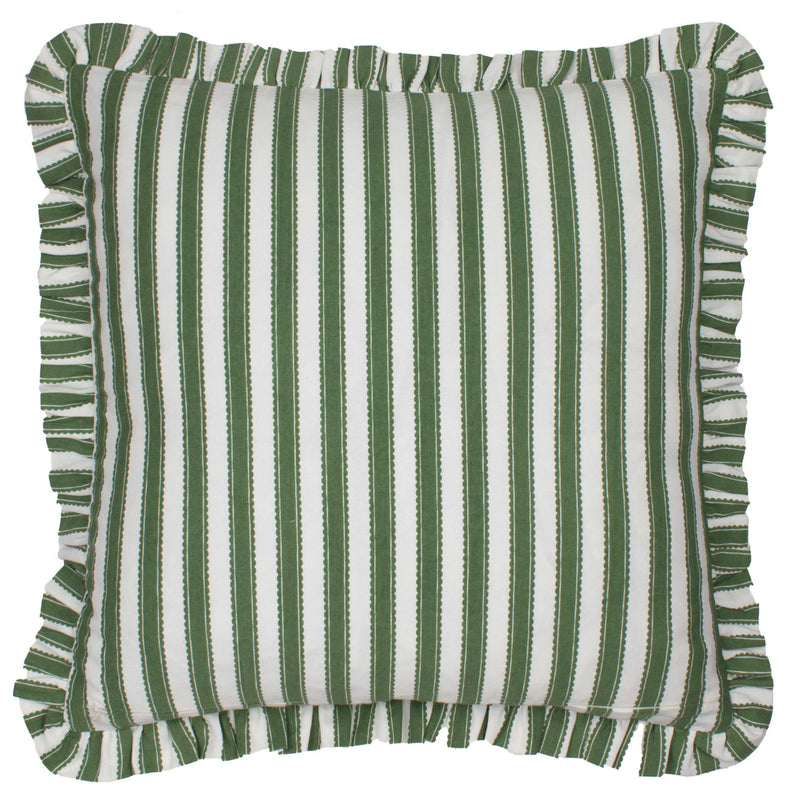 Floral Green Cushions - Sessile Leaf Ruffle Cushion Cover Leaf Green Sanderson