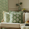 Floral Green Cushions - Sessile Leaf Ruffle Cushion Cover Leaf Green Sanderson