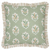 Floral Green Cushions - Sessile Leaf Ruffle Cushion Cover Sage Sanderson