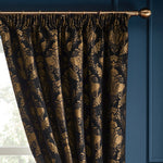  Black Curtains - Shiraz Traditional Jacquard Pencil Pleat Curtains Black Paoletti