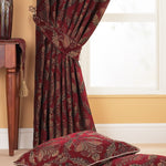 Paoletti Shiraz Traditional Jacquard Pencil Pleat Curtains in Burgundy