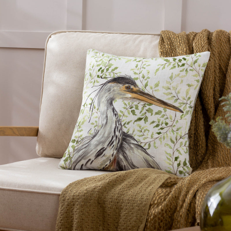 Animal Multi Cushions - Shugborough Heron Traditional Cushion Cover Multicolour Evans Lichfield