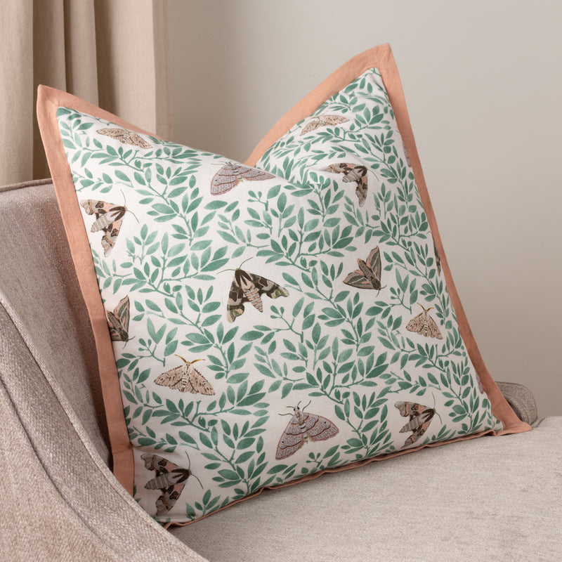 Wylder Silk Moth Cushion Cover in Pale Pink