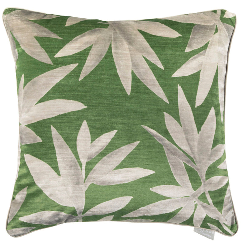 Floral Green Cushions - Silverwood Velvet Cushion Cover Apple Additions