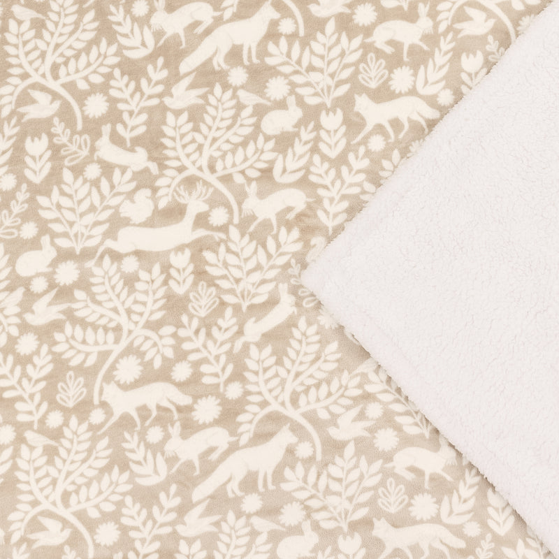 Woodland Cream Throws  - Skandi Woodland Sherpa Fleece Throw Sable Furn