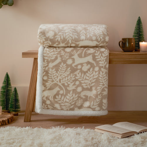 Woodland Cream Throws  - Skandi Woodland Sherpa Fleece Throw Sable Furn