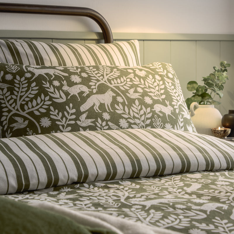  Bedding  - Skandi Woodland  Duvet Cover Set Thyme Green furn.