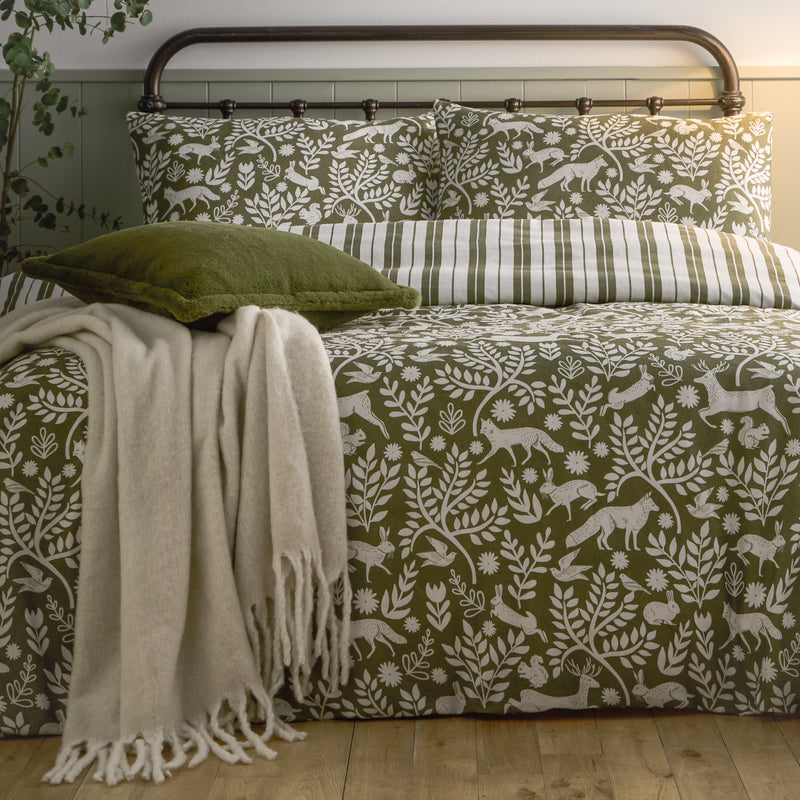  Bedding  - Skandi Woodland  Duvet Cover Set Thyme Green furn.