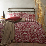 Animal Red Bedding - Skandi Woodland Brushed Cotton Duvet Cover Set Wild Berry Furn