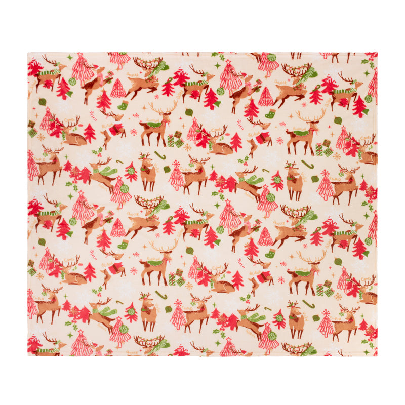  Multi Throws  - Sleigh Team Printed Fleece Throw Multi Duvet Day