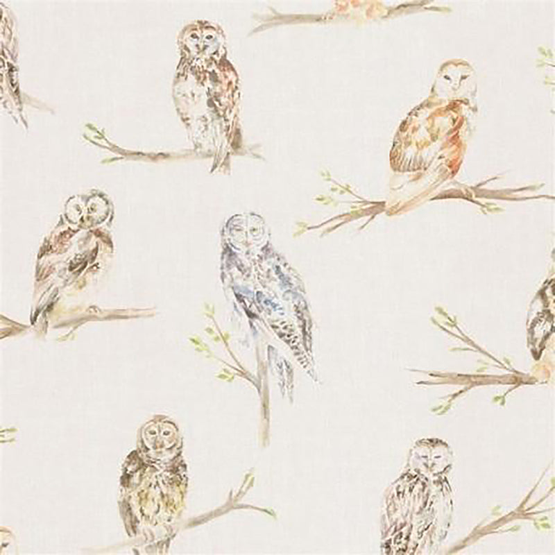 Small Owls Wallpaper Sample Linen