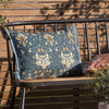 Floral Blue Cushions - Snakeshead Printed Outdoor Polyester Filled Cushion Indigo/Stone Morris & Co