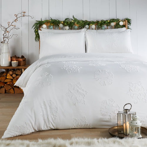  White Bedding  - Snow Crystal Tufted Soft Touch Duvet Cover Set White Duvet Day
