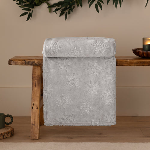  Grey Throws  - Snowflakes Soft Flannel Fleece Throw Grey Furn