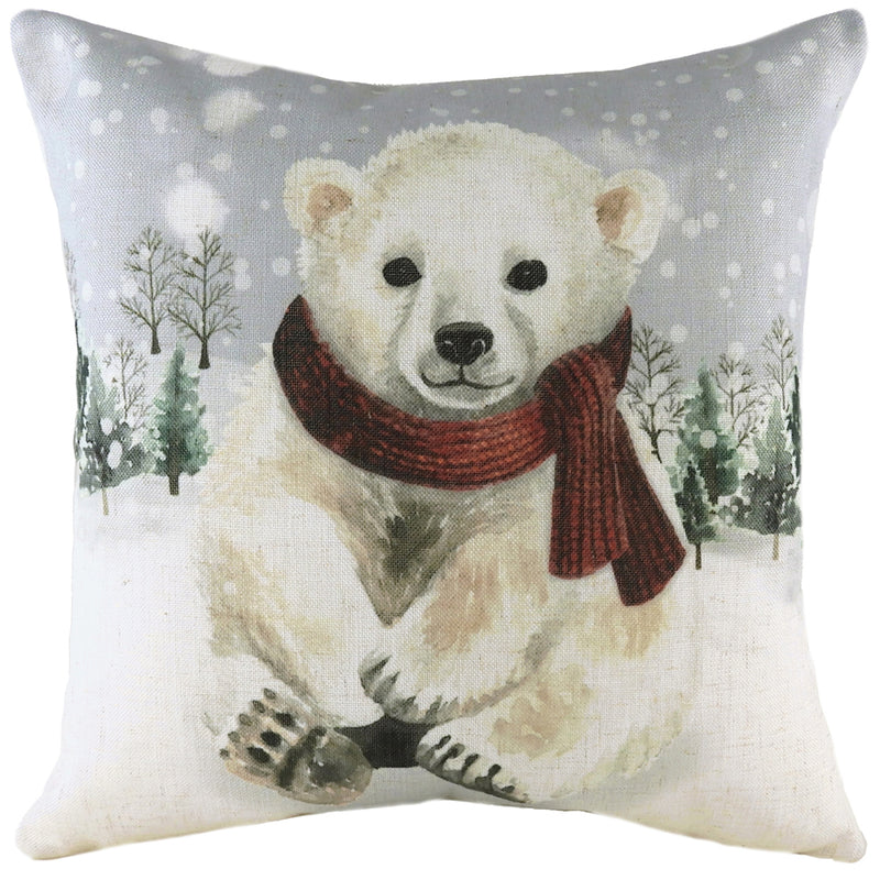 Evans Lichfield Snowy Polarbear Cushion Cover in Cream