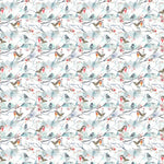 Voyage Maison Snowy Song Printed Cotton Fabric in White