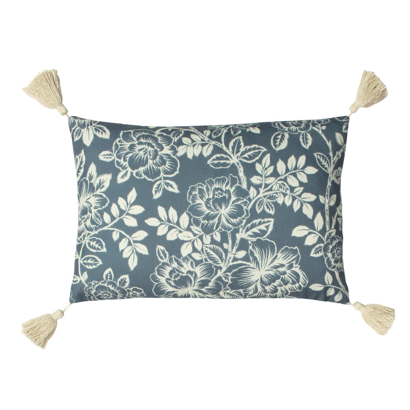 Paoletti Somerton Floral Cushion Cover in Slate Blue